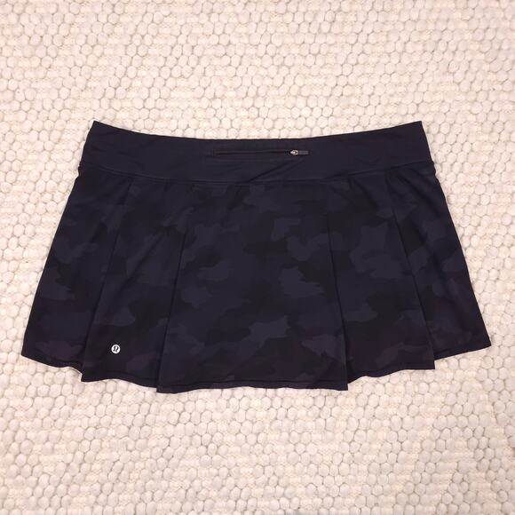 Lululemon Pace Rival Skirt Tall Camo Deep Coal / Black Sz 18 - Picture 4 of 8